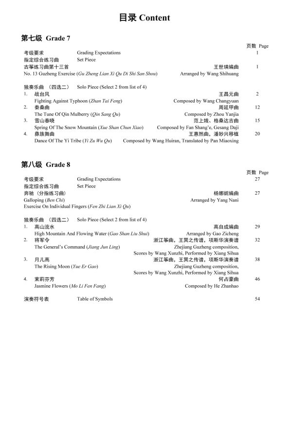 Guzheng Grading Examination Book by Teng (Advanced Grade 78) Eight